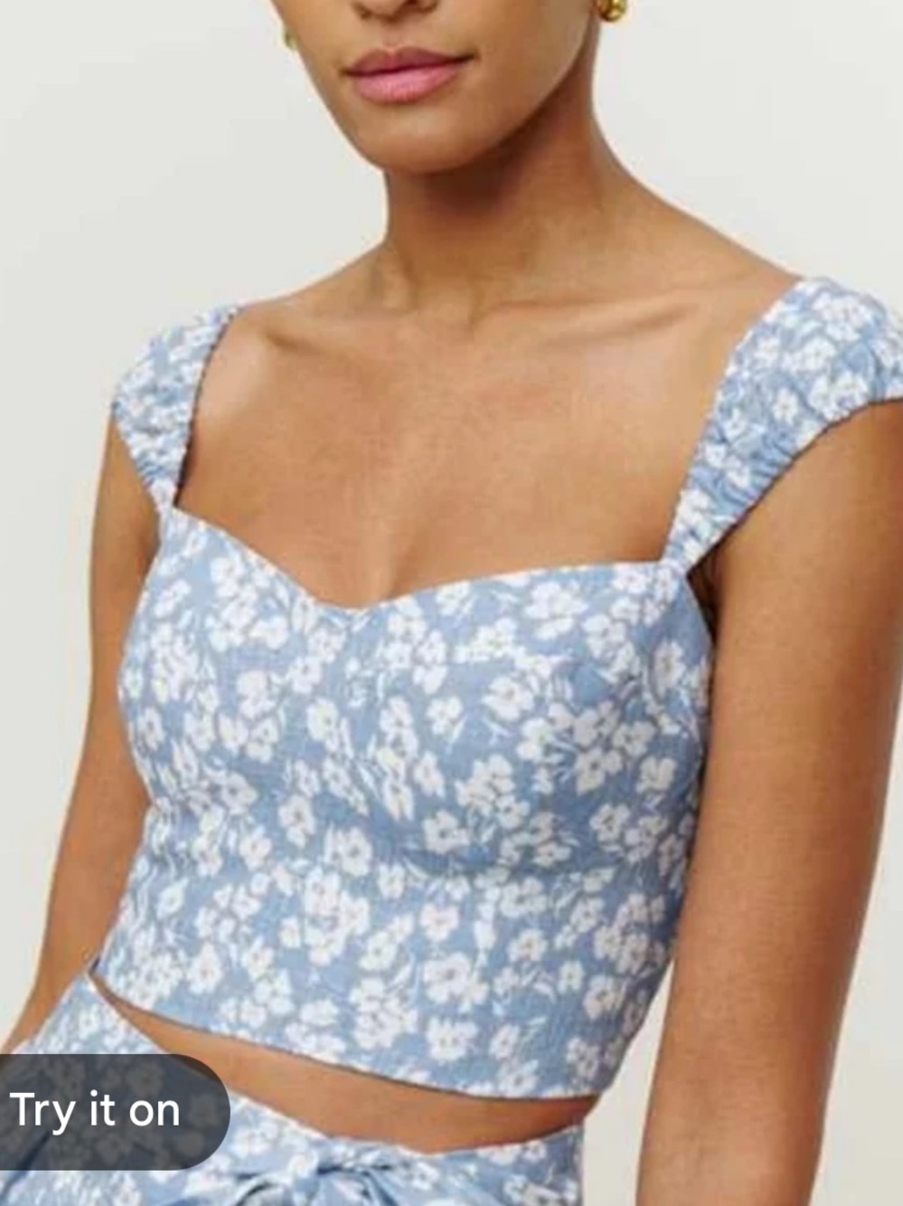 Reformation 100% Linen Strap
Corset Crop Top Blue M White Boho
Resort wear Prepy